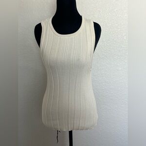 Sleeveless Ribbed Knit Top - Cream